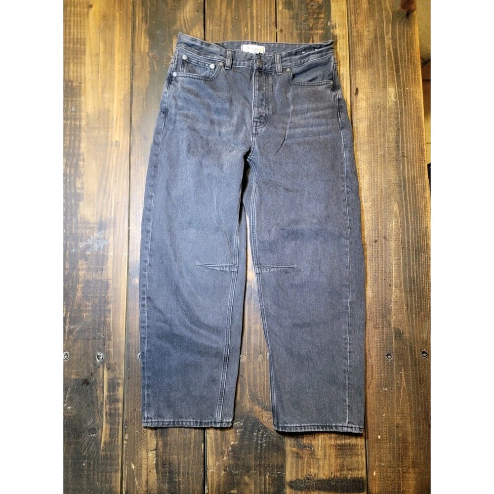 Madewell The Darted Barrel-Leg Jean Womens Size 27 Black Wash High Rise